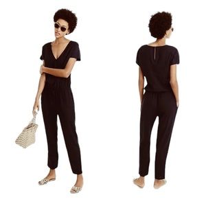 J.Crew Black Oxford Crepe V Neck Sleeveless Jumpsuit